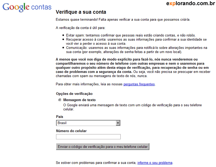 confirmar celular orkut