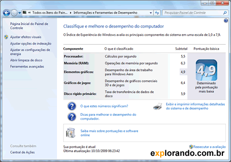 nota do indice de experiencia do windows