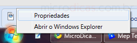 propriedades do menu iniciar do windows 7