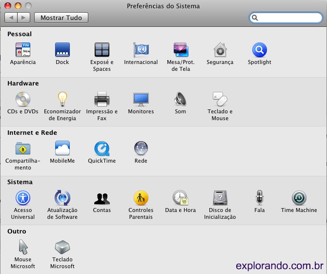 opcoes mac os x