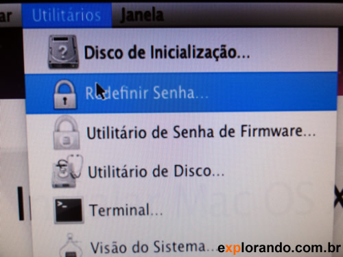 resetar senha do mac os x