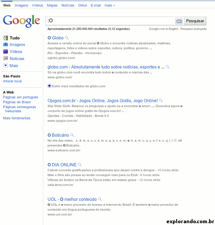 Novo visual das buscas do Google em 2011