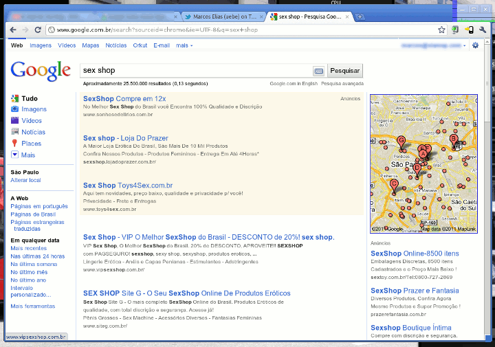 Novo layout da SERP do Google em maio de 2011