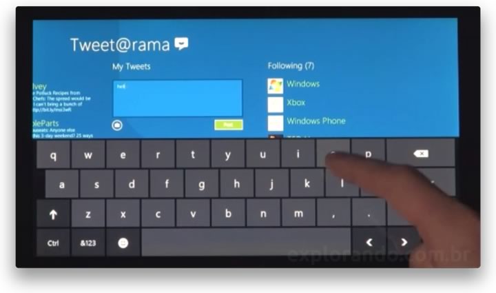 Teclado virtual do Windows 8