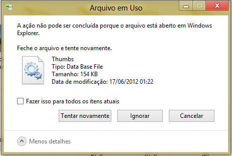 arquivo em uso no windows não pode ser apagado