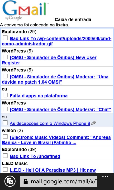 gmail no internet explorer do windows phone