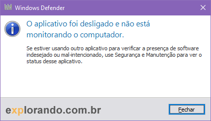 windows defender desativado