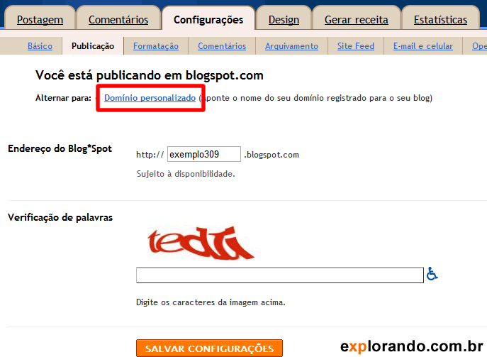 blogger com domínio .com.br