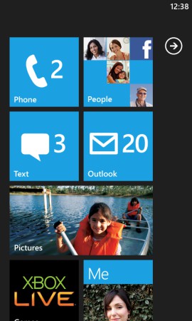 Tela do Windows Phone